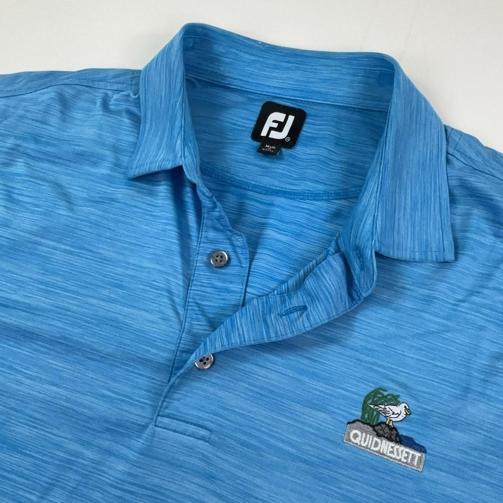 FootJoy Golf Polo Shirt Mens 2XL Blue Striped Stretch Quidnessett Short Sleeve